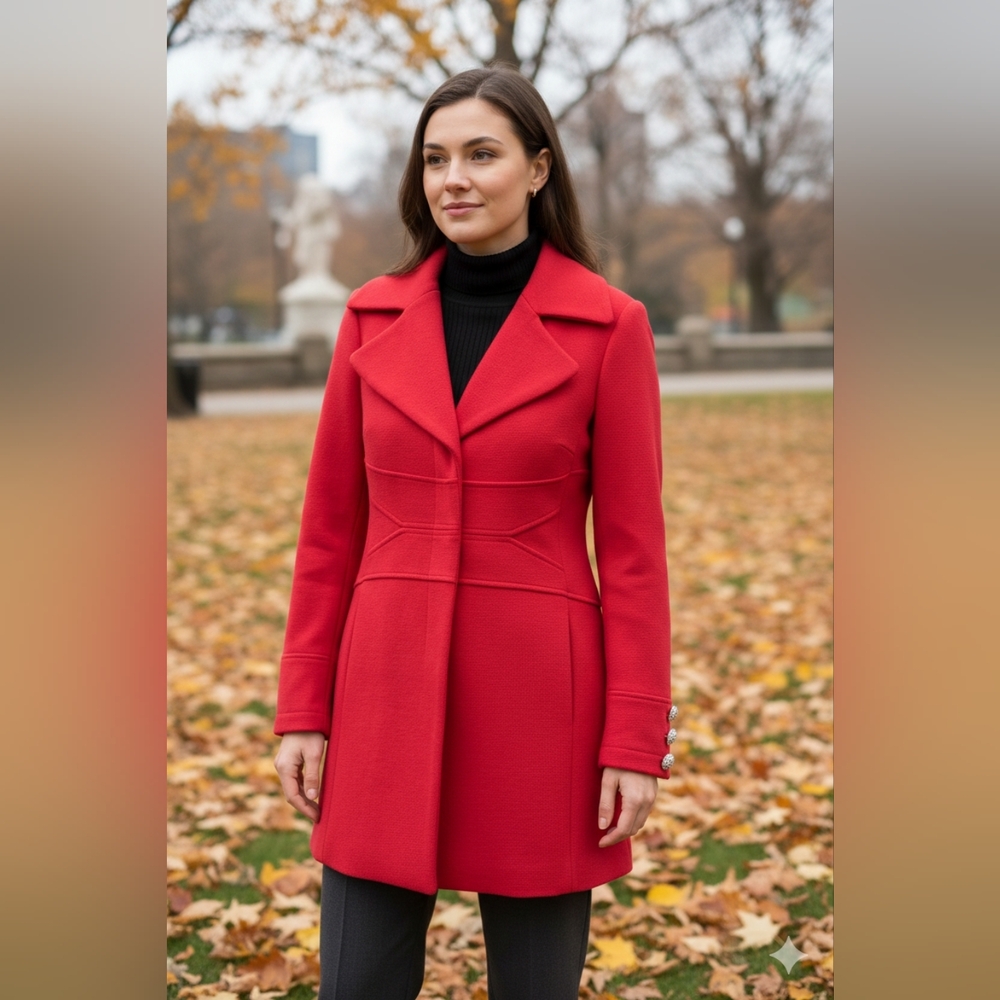 INC International Concepts Vibrant Red Trench Coat XS